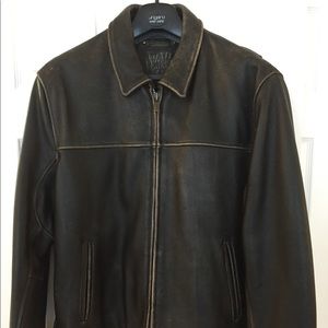 Wilson Leather Mens Black Distressed Bomber Jacket